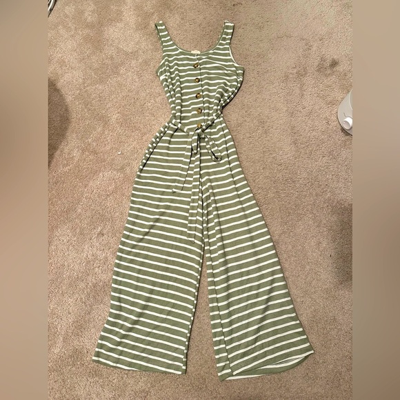 Hem and thread wide leg cotton jumpsuit - Picture 1 of 6